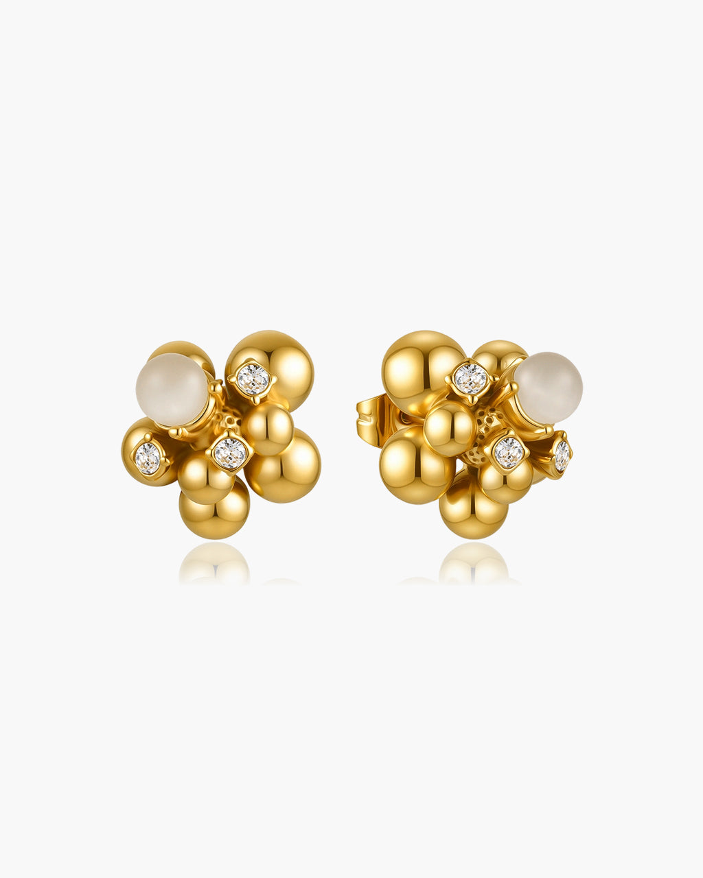 Sparkly Cat Eye Beaded Cluster Waterproof Gold Earrings