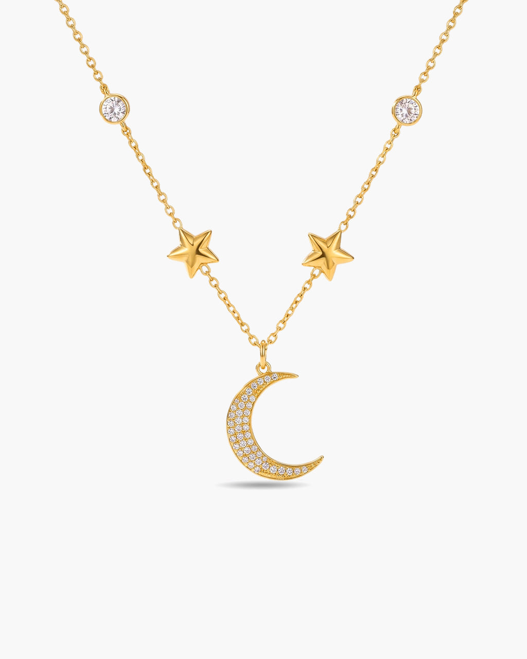 Sparkly Celestial Moon Star Waterproof Gold Necklace