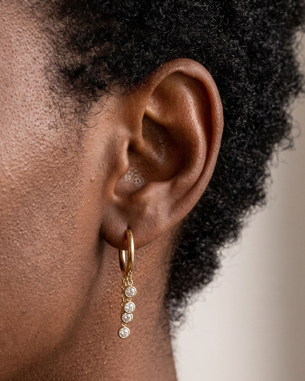 Sparkly Chain Fringe Huggie Waterproof Gold Earrings