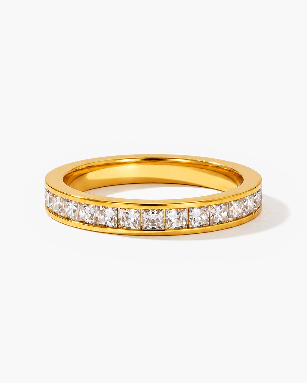 Sparkly Channel Set Eternity Band Waterproof Gold Ring