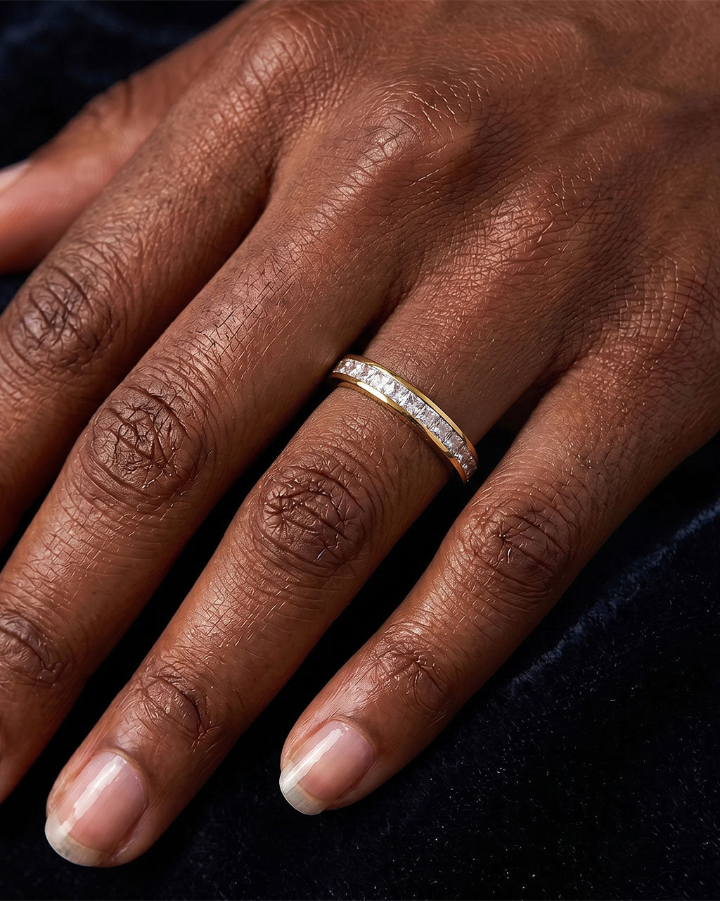 Sparkly Channel Set Eternity Band Waterproof Gold Ring