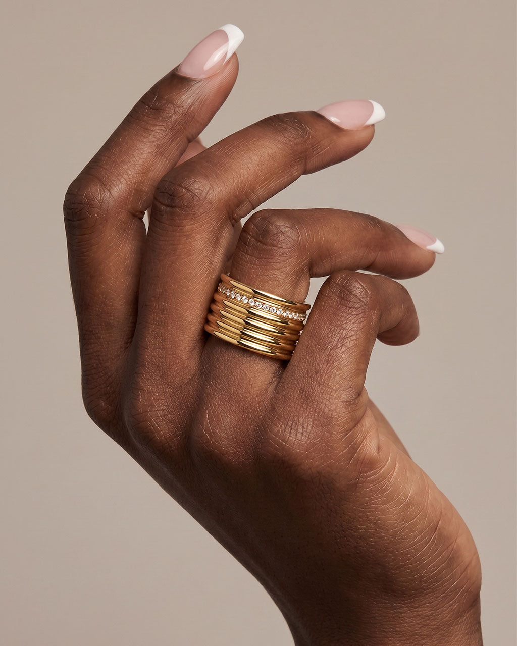 Sparkly Eternity Wide Row Band Waterproof Gold Ring