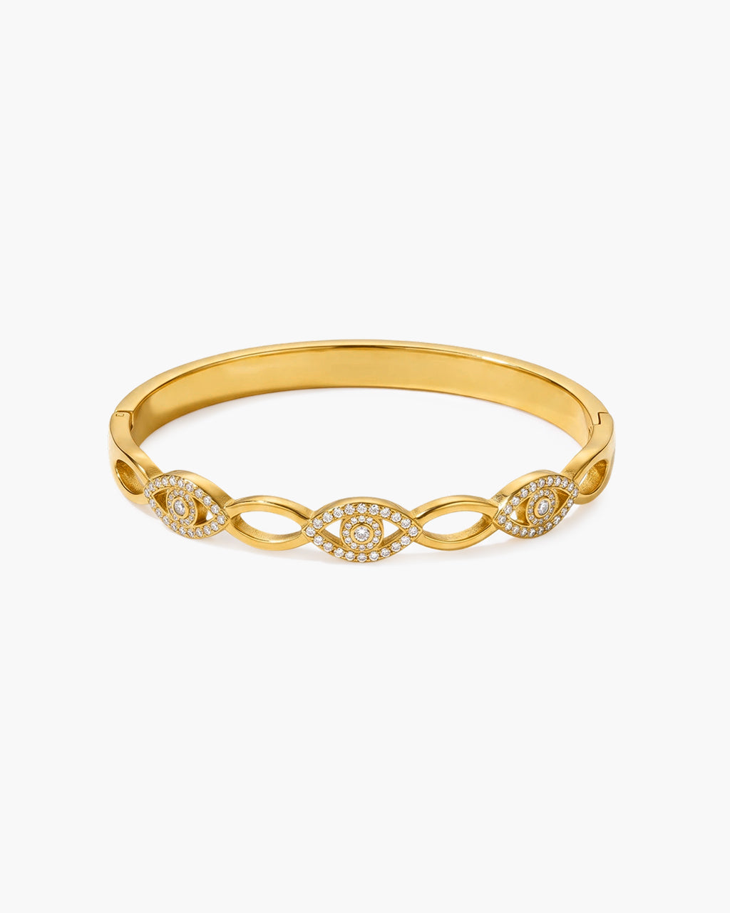 Sparkly Evil Eye Link Waterproof Gold Bangle
