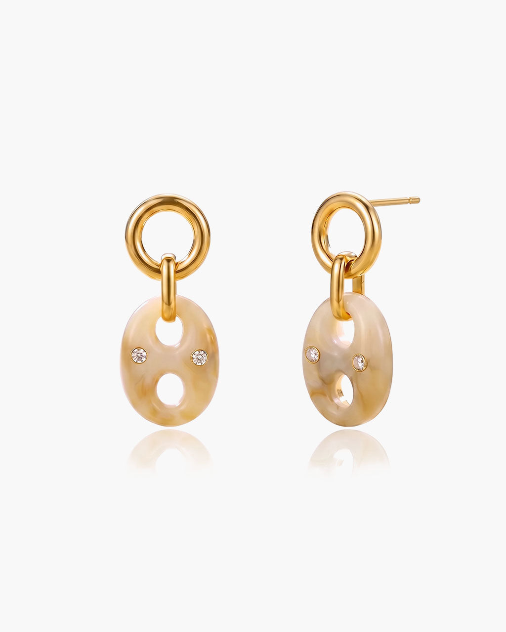 Sparkly Mariner Link Drop Waterproof Gold Earrings