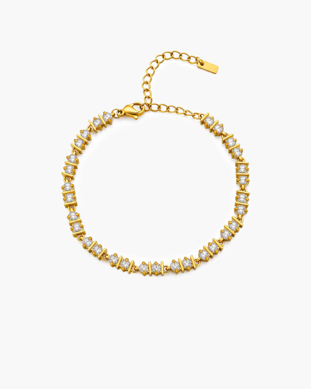 Sparkly Mixed Stone Tennis Waterproof Gold Bracelet