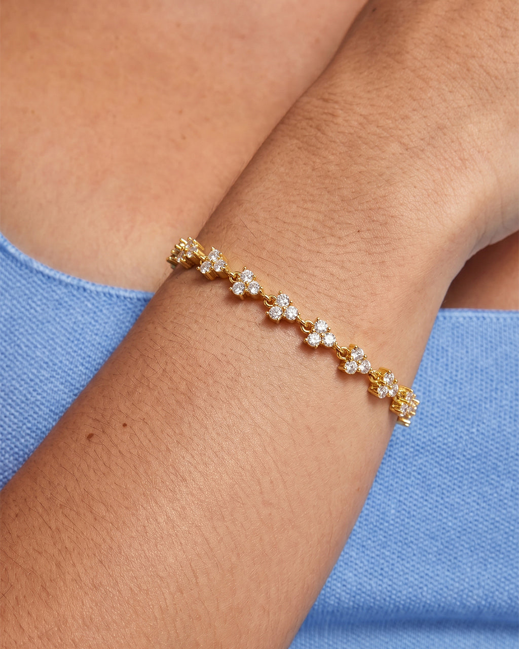 Sparkly Mixed Stone Tennis Waterproof Gold Bracelet