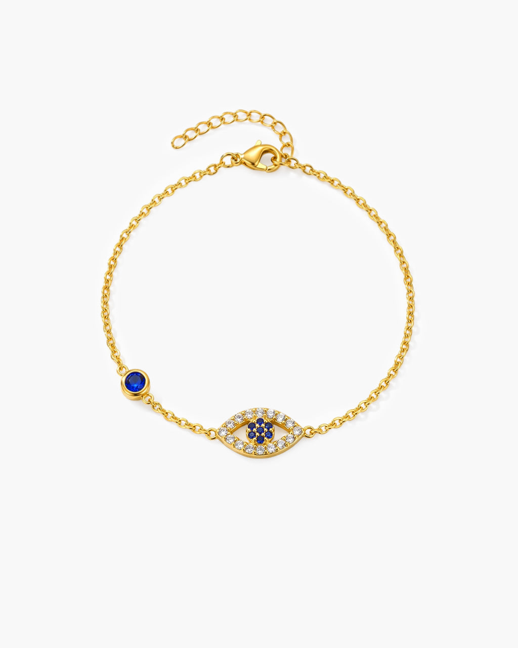 Sparkly Pavé Evil Eye Charm Waterproof Gold Bracelet