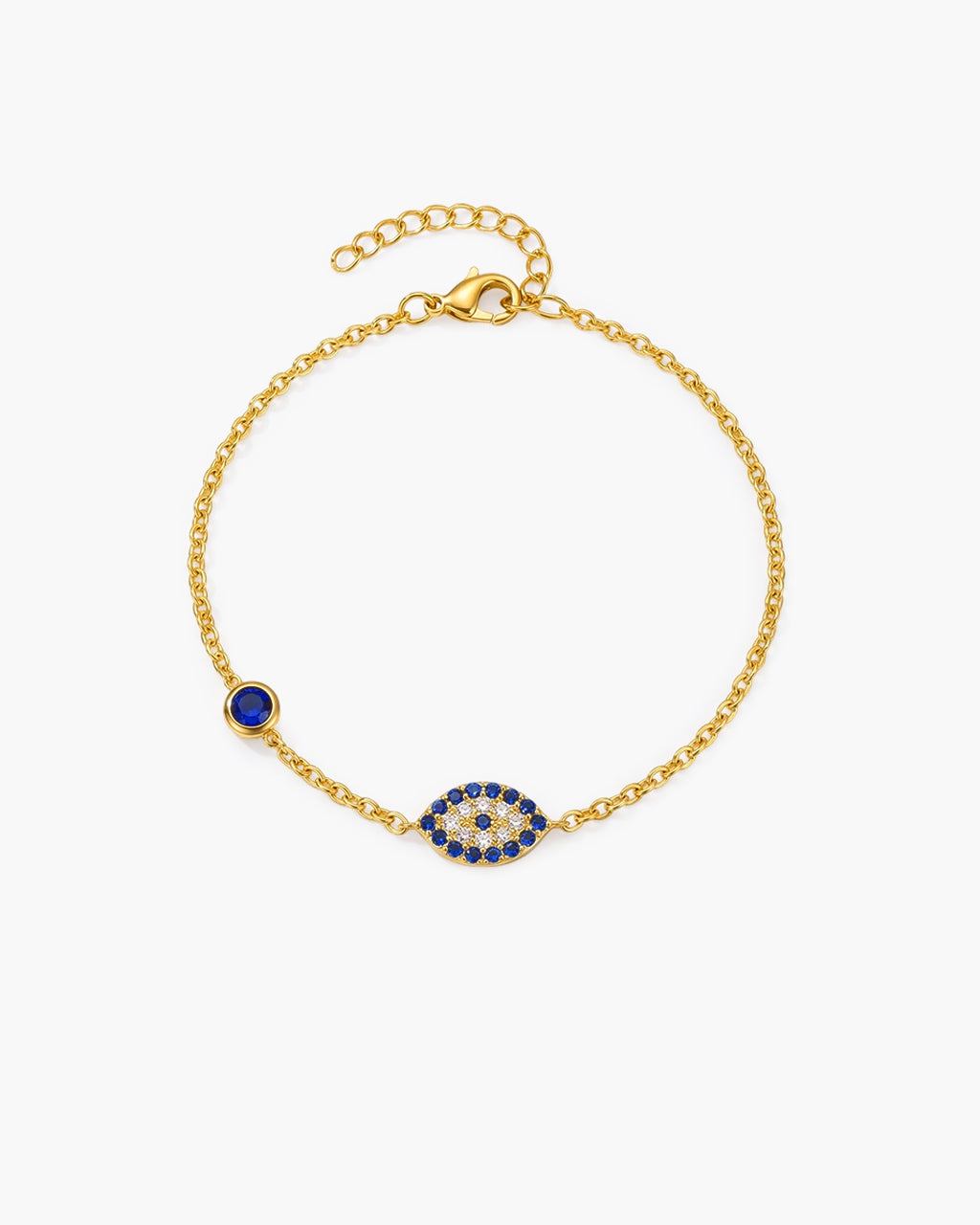 Sparkly Pavé Evil Eye Charm Waterproof Gold Bracelet
