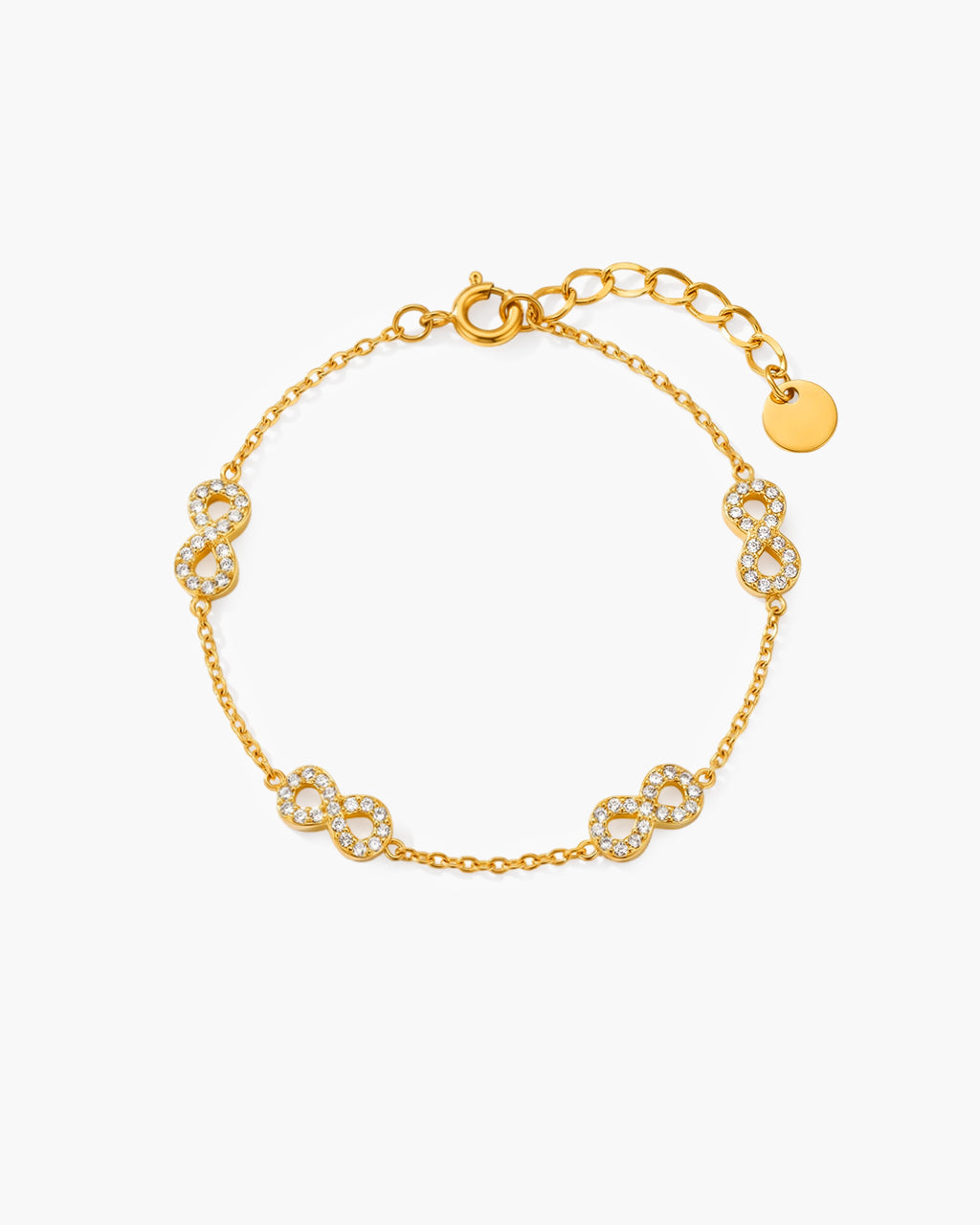 Sparkly Pavé Infinity Station Waterproof Gold Bracelet