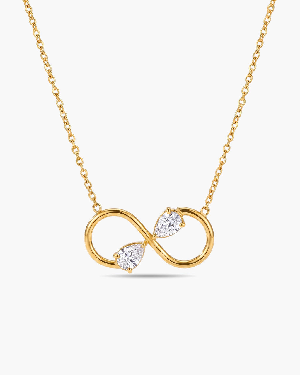 Sparkly Pear Cut Infinity Waterproof Gold Necklace