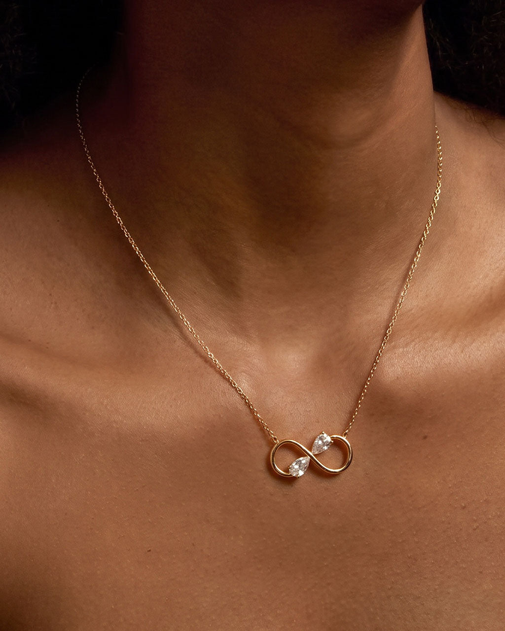 Sparkly Pear Cut Infinity Waterproof Gold Necklace