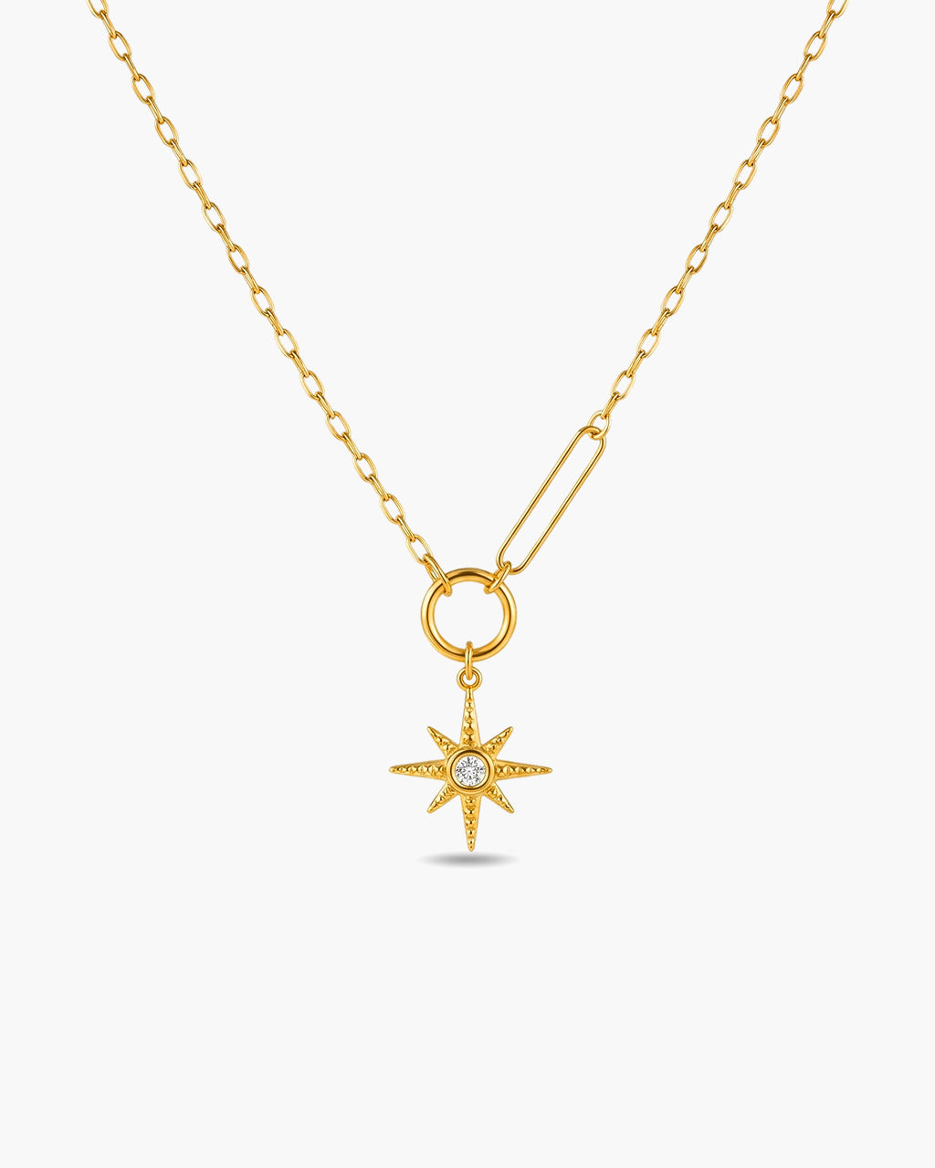 Sparkly Starburst Layer Chain Waterproof Gold Necklace