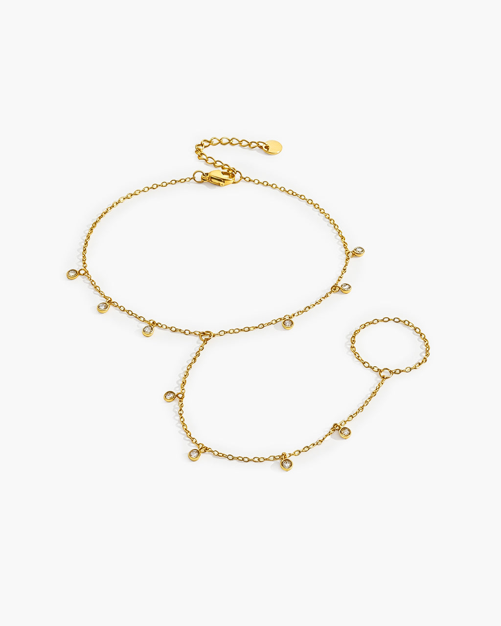 Sparkly Stone Barefoot Sandal Waterproof Gold Anklet