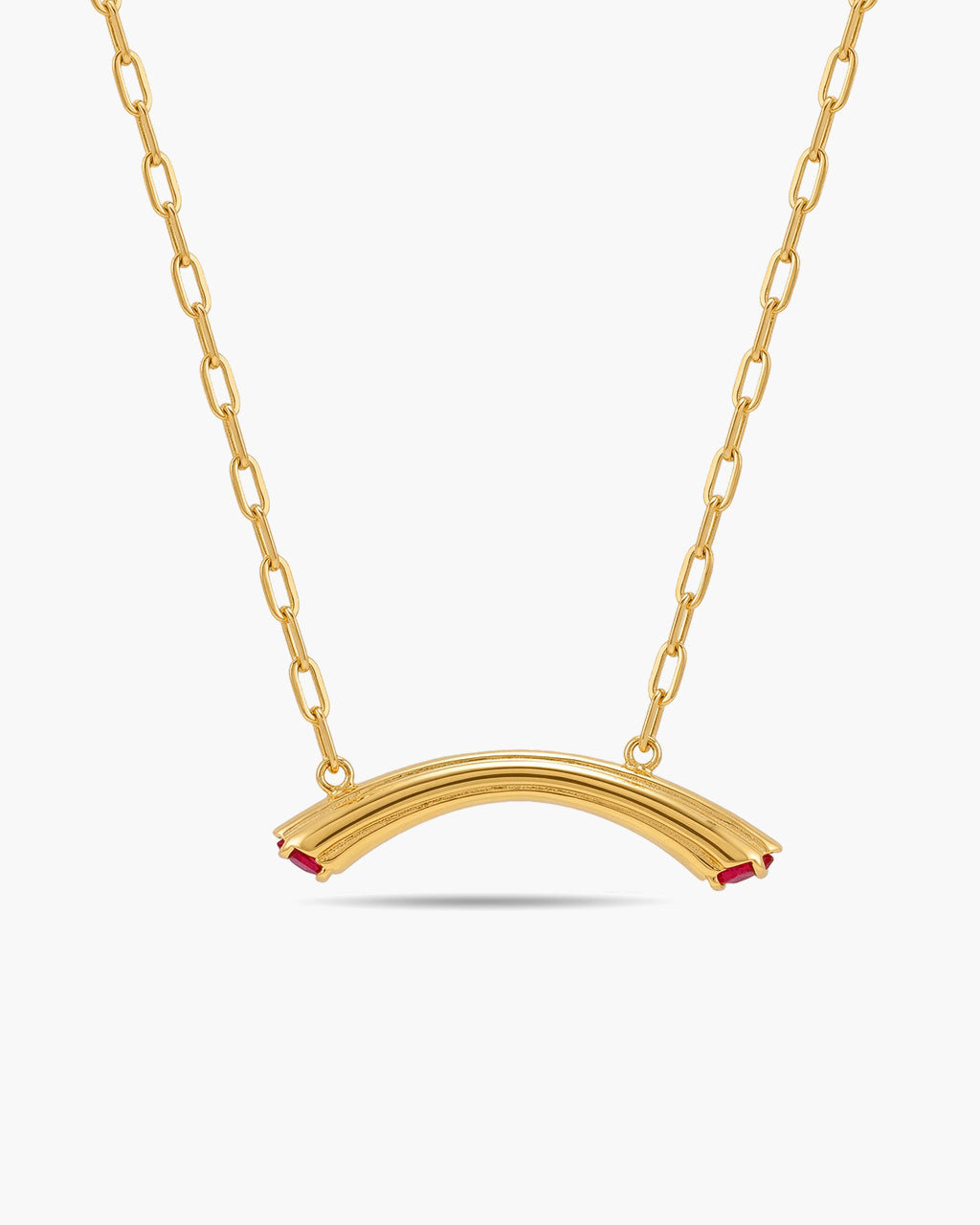 Sparkly Stone Curved Tube Waterproof Gold Necklace