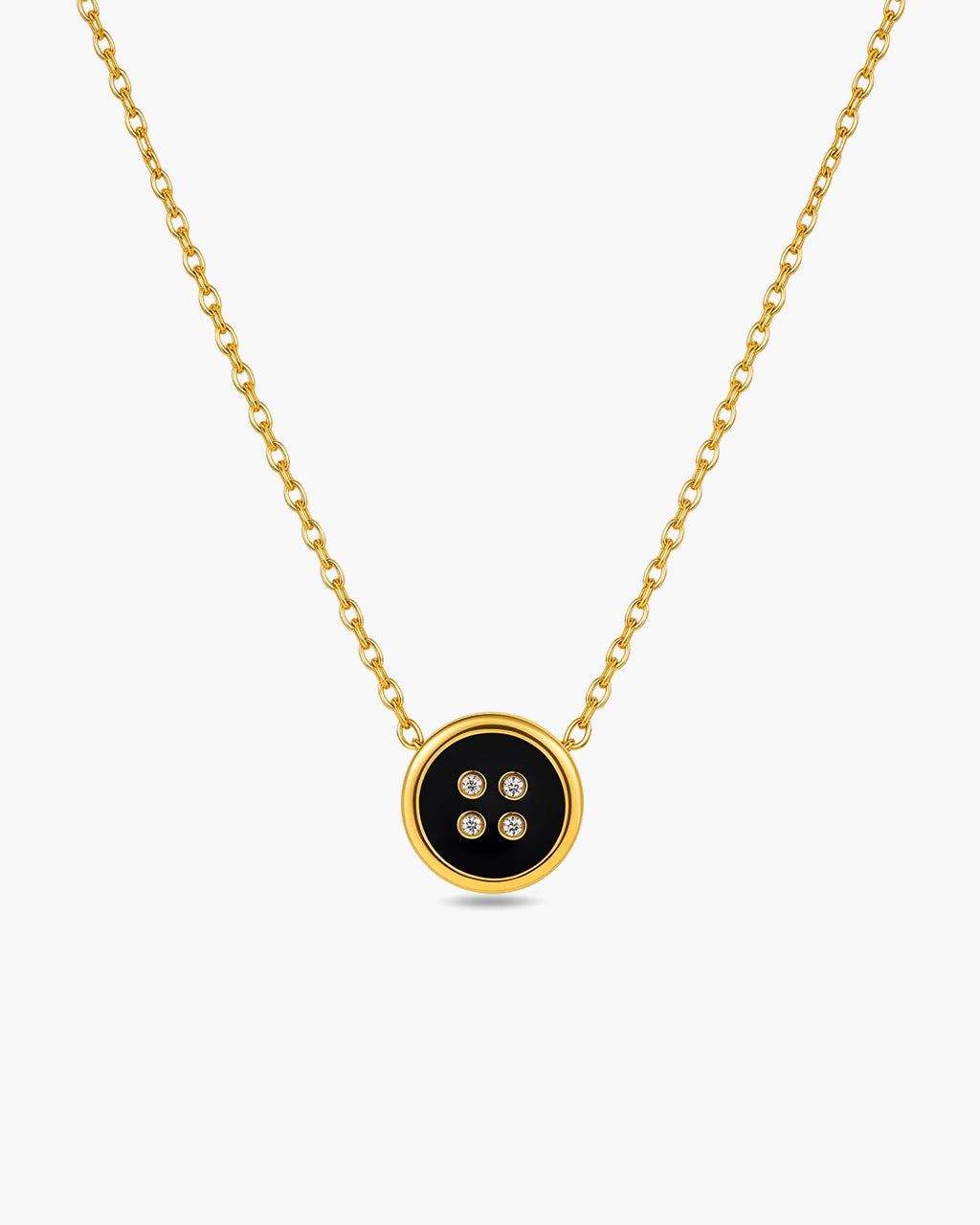 Sparkly Stone Enamel Button Waterproof Gold Necklace