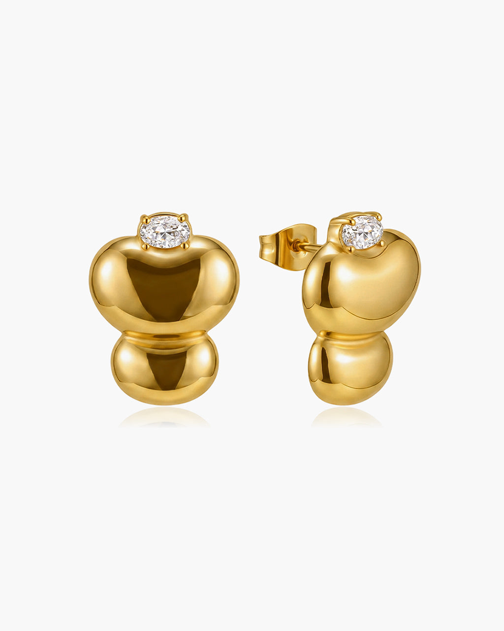 Stacked Bubble Solitaire Waterproof Gold Earrings
