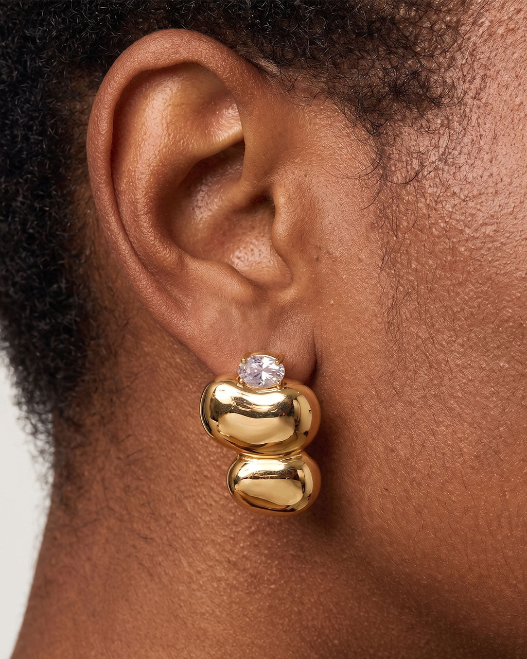 Stacked Bubble Solitaire Waterproof Gold Earrings