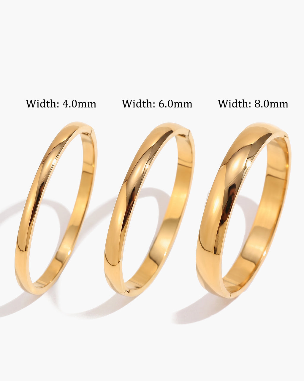 Stacking Classic Polished Oval Waterproof Gold Bangle