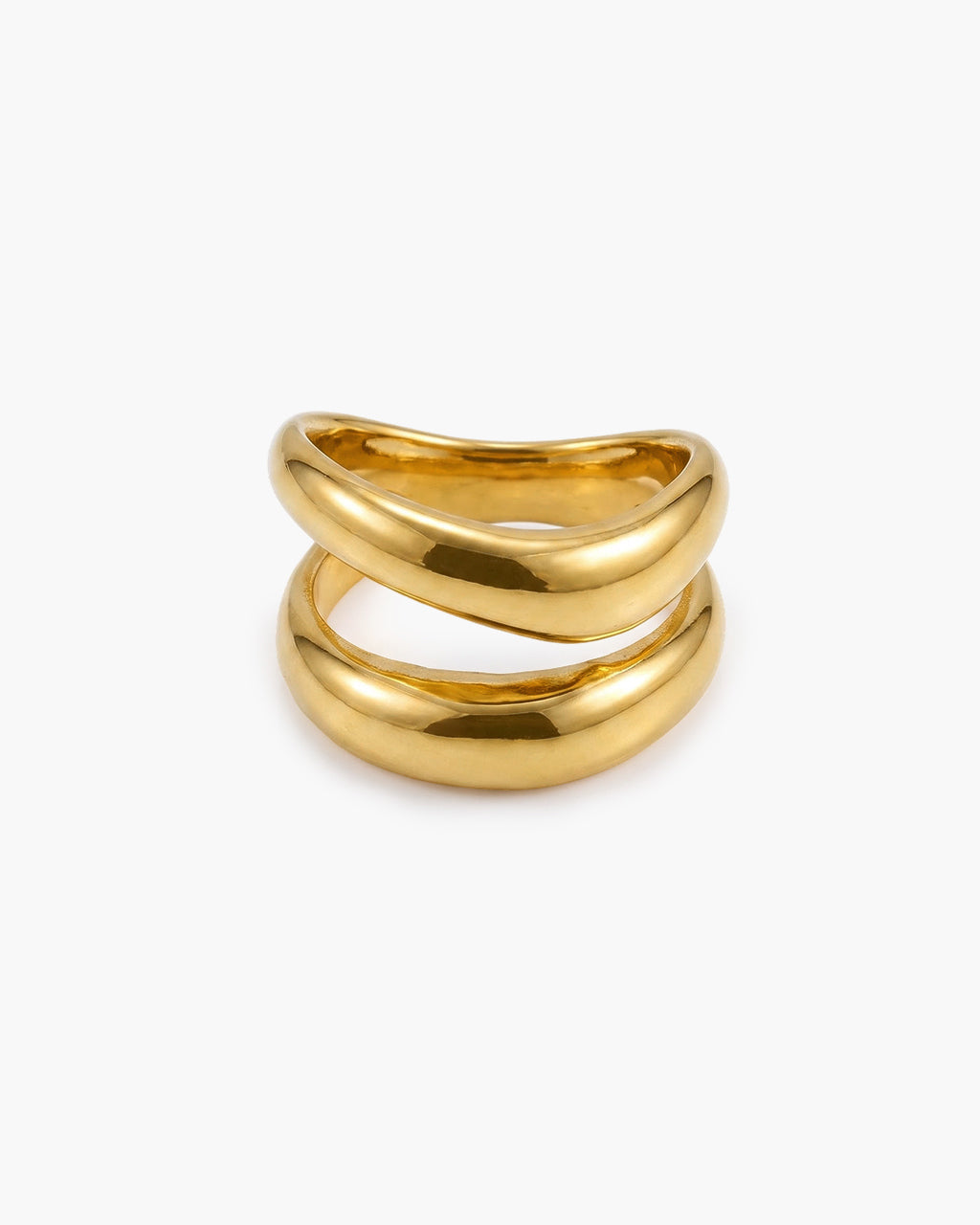 Stacking Illusion Two Row Band Waterproof Gold Ring