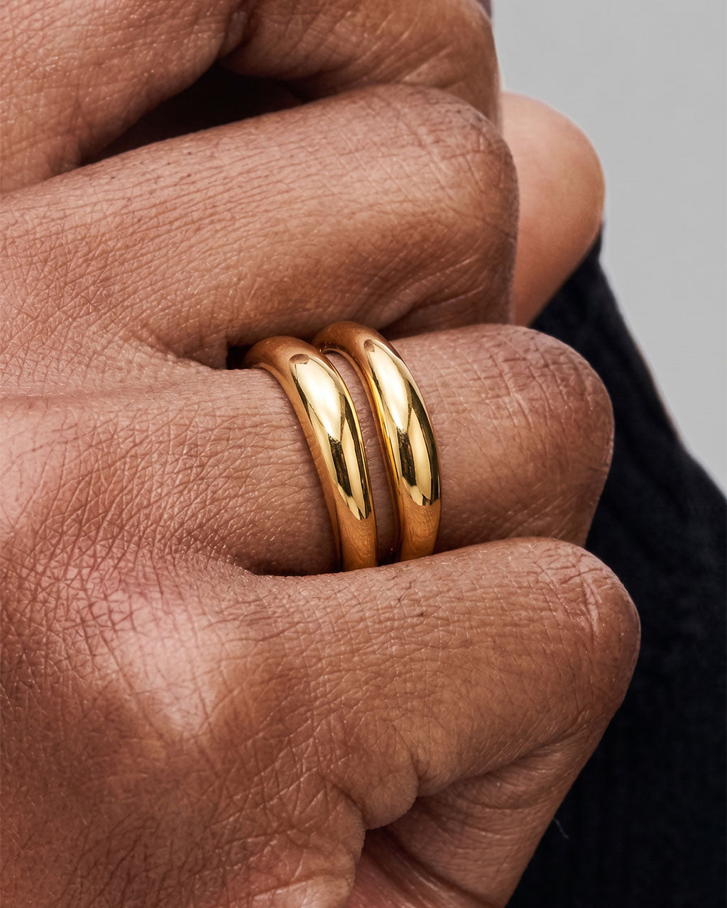Stacking Illusion Two Row Band Waterproof Gold Ring