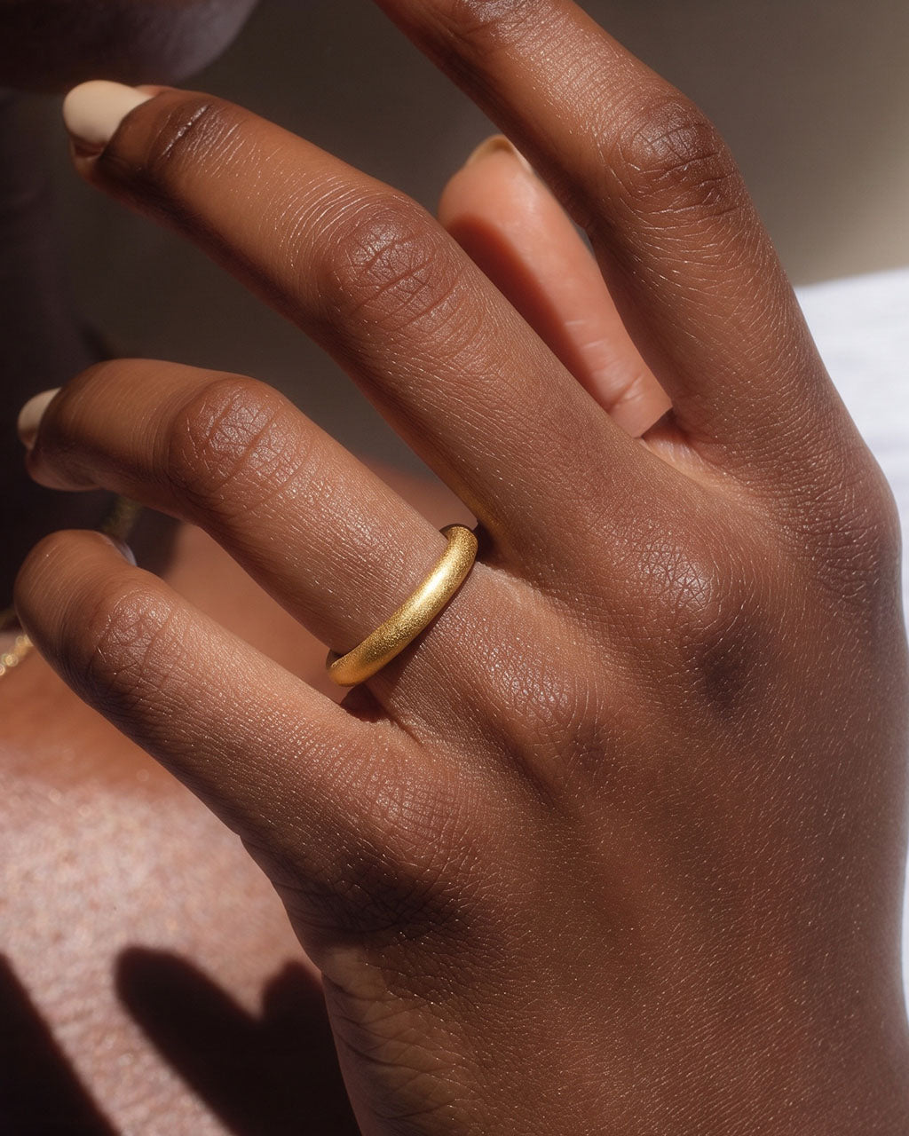 Stacking Matte Slender Band Waterproof Gold Ring