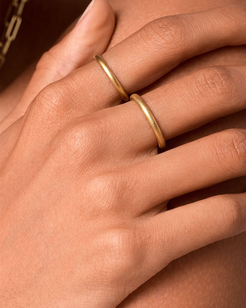 Stacking Matte Slender Band Waterproof Gold Ring