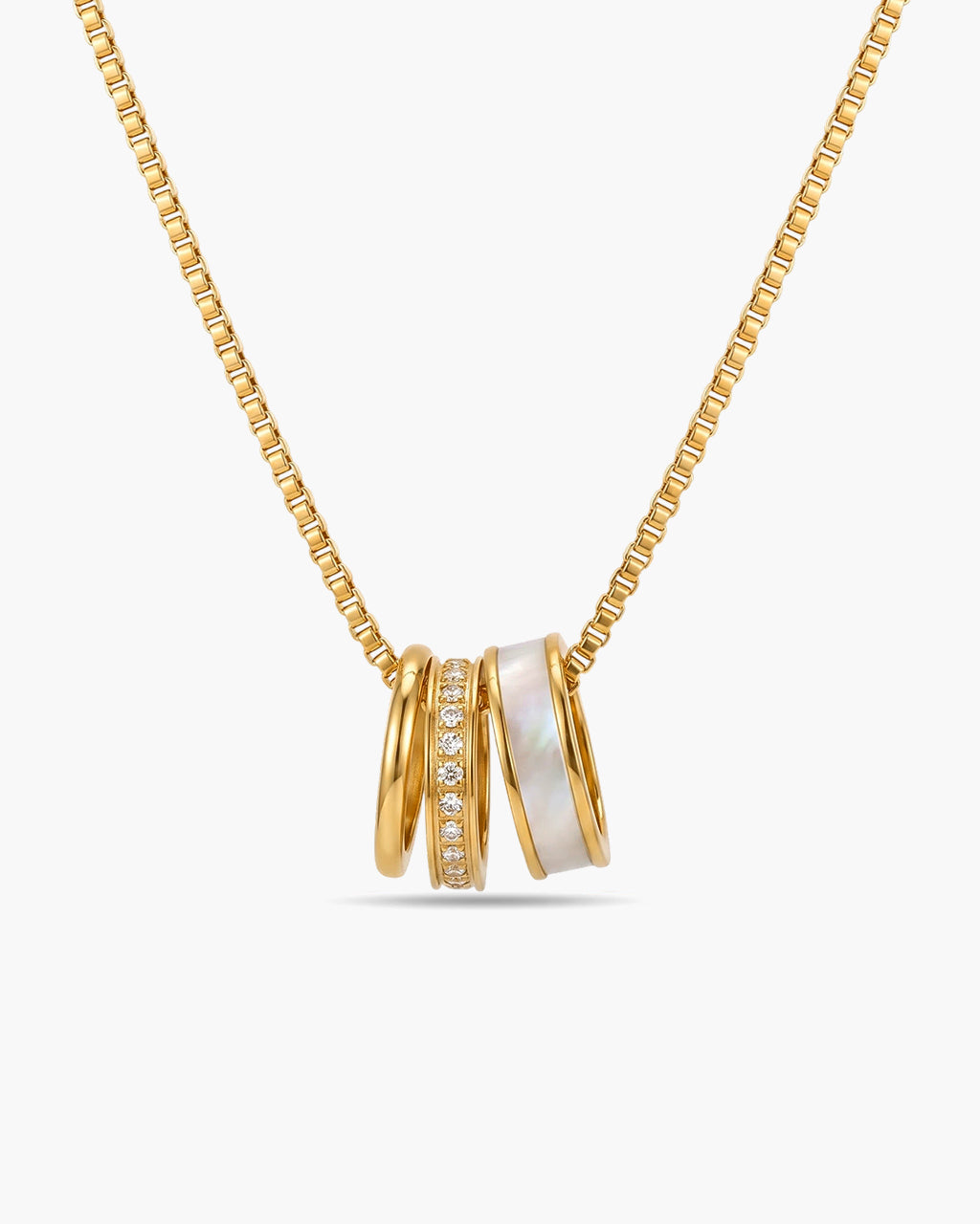 Stacking Pavé Triple Ring Waterproof Gold Necklace