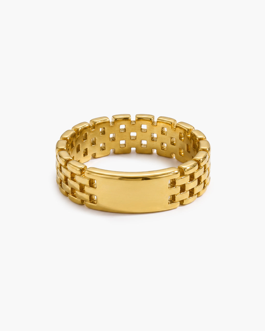 Stacking Polished Watch Link Band Waterproof Gold Ring