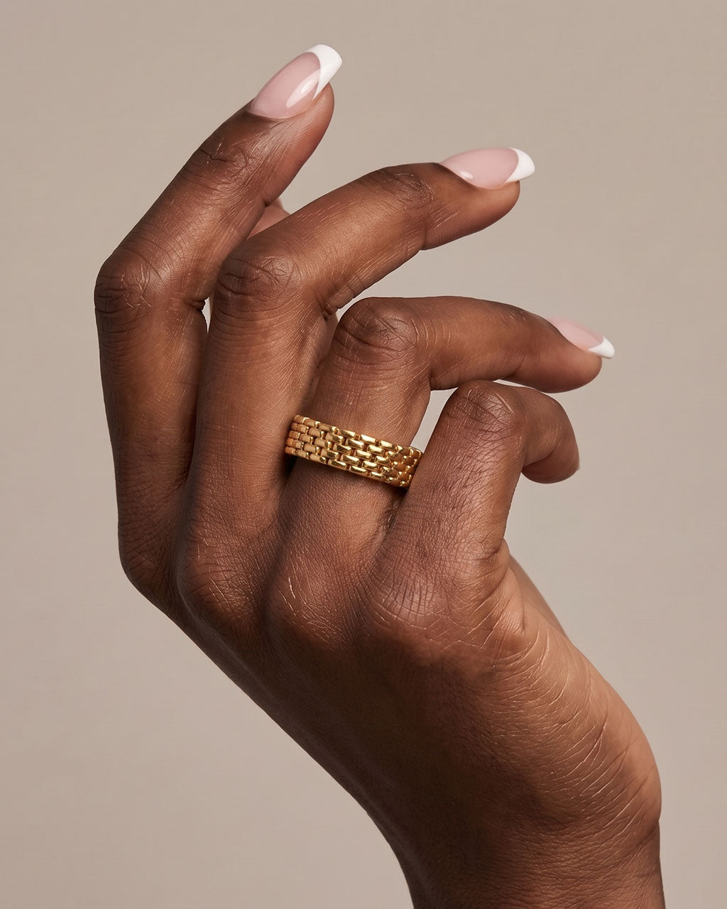 Stacking Polished Watch Link Band Waterproof Gold Ring