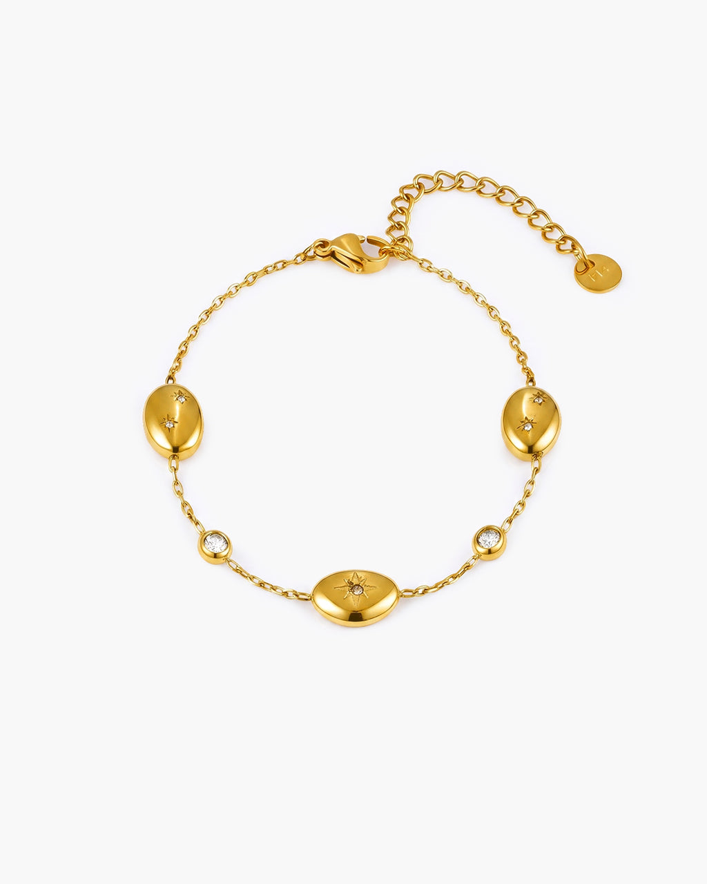 Starburst Pebble Station Waterproof Gold Bracelet