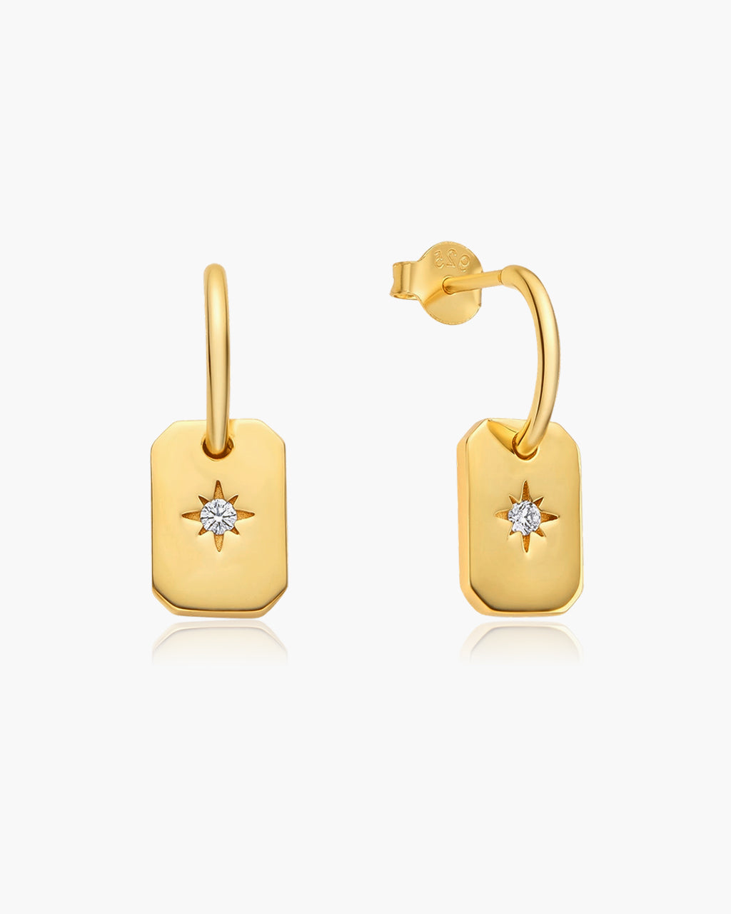 Starburst Talisman Charm Hoop Waterproof Gold Earrings
