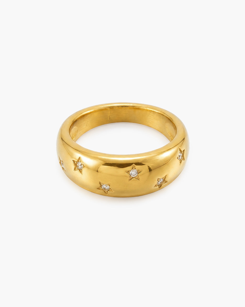 Starry Simulated Diamond Dome Waterproof Gold Ring