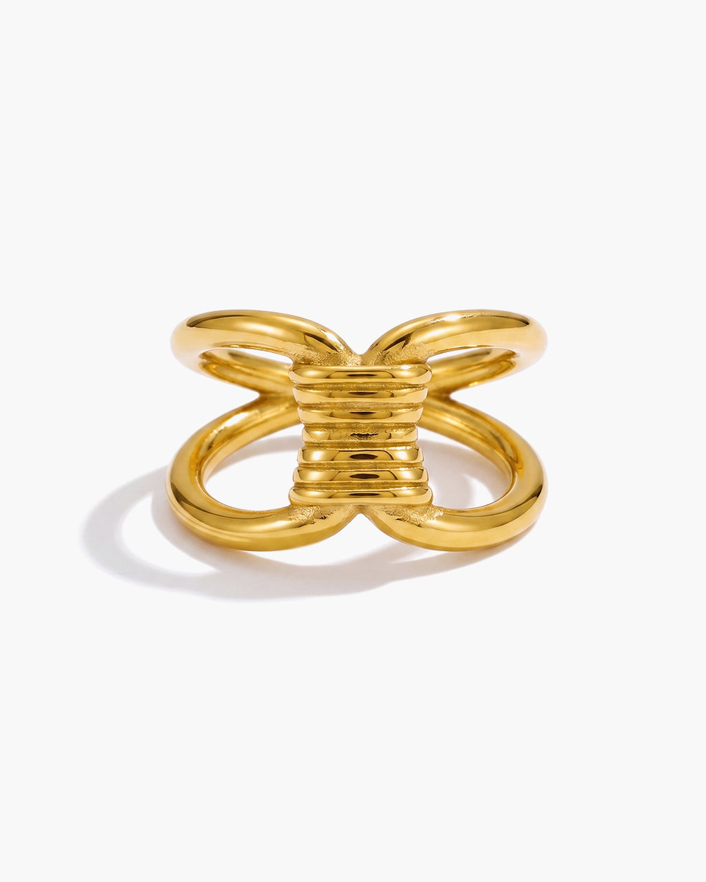 Stylish Knotted Crossover Loop Waterproof Gold Ring