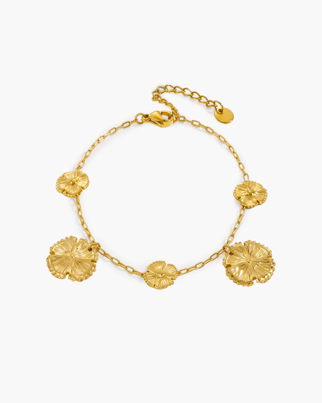 Sunburst Flower Charm Waterproof Gold Bracelet