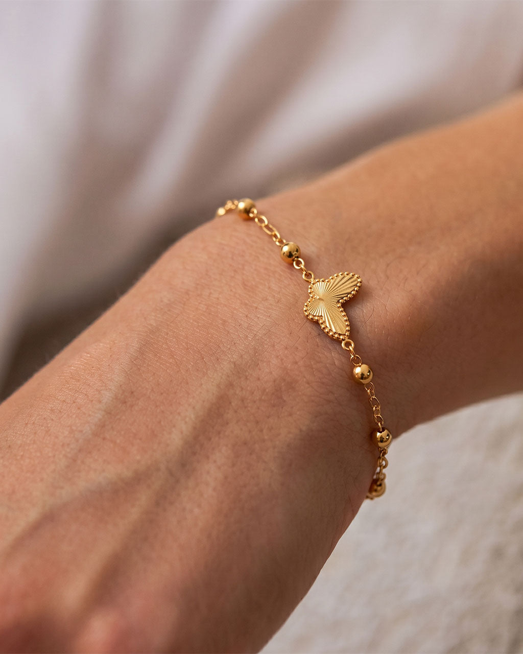 Sunray Butterfly Station Waterproof Gold Bracelet