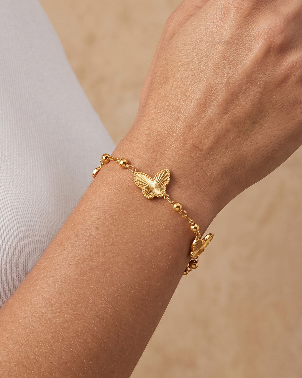 Sunray Butterfly Station Waterproof Gold Bracelet