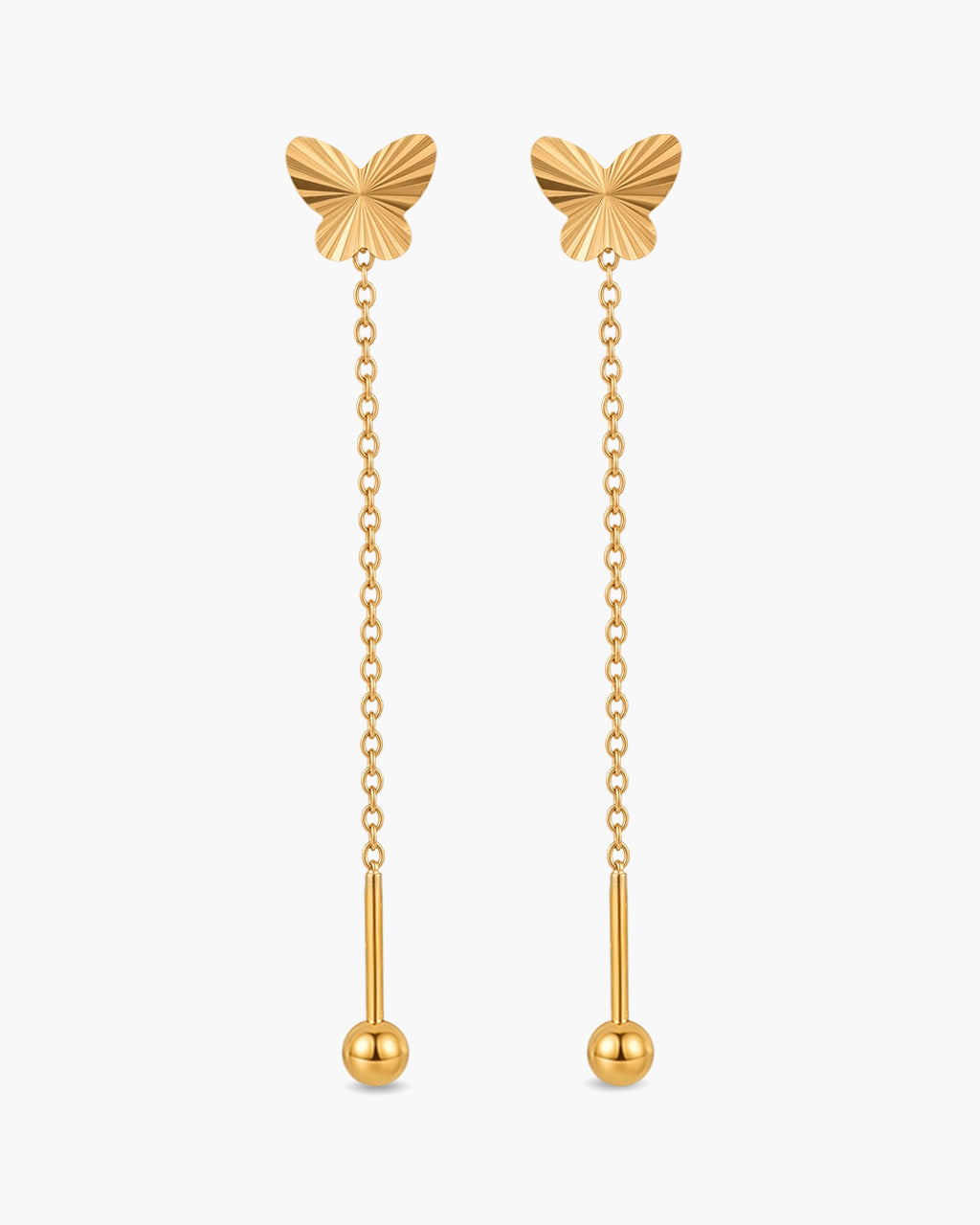 Sunray Butterfly Threader Waterproof Gold Earrings