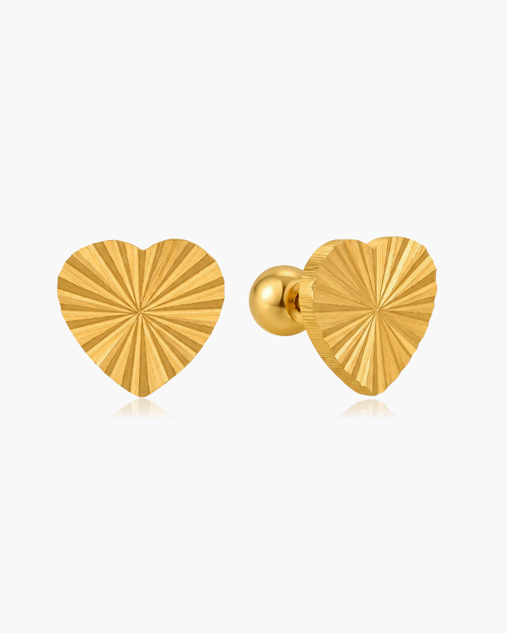 Sunray Heart Piercing Stud Waterproof Gold Earrings
