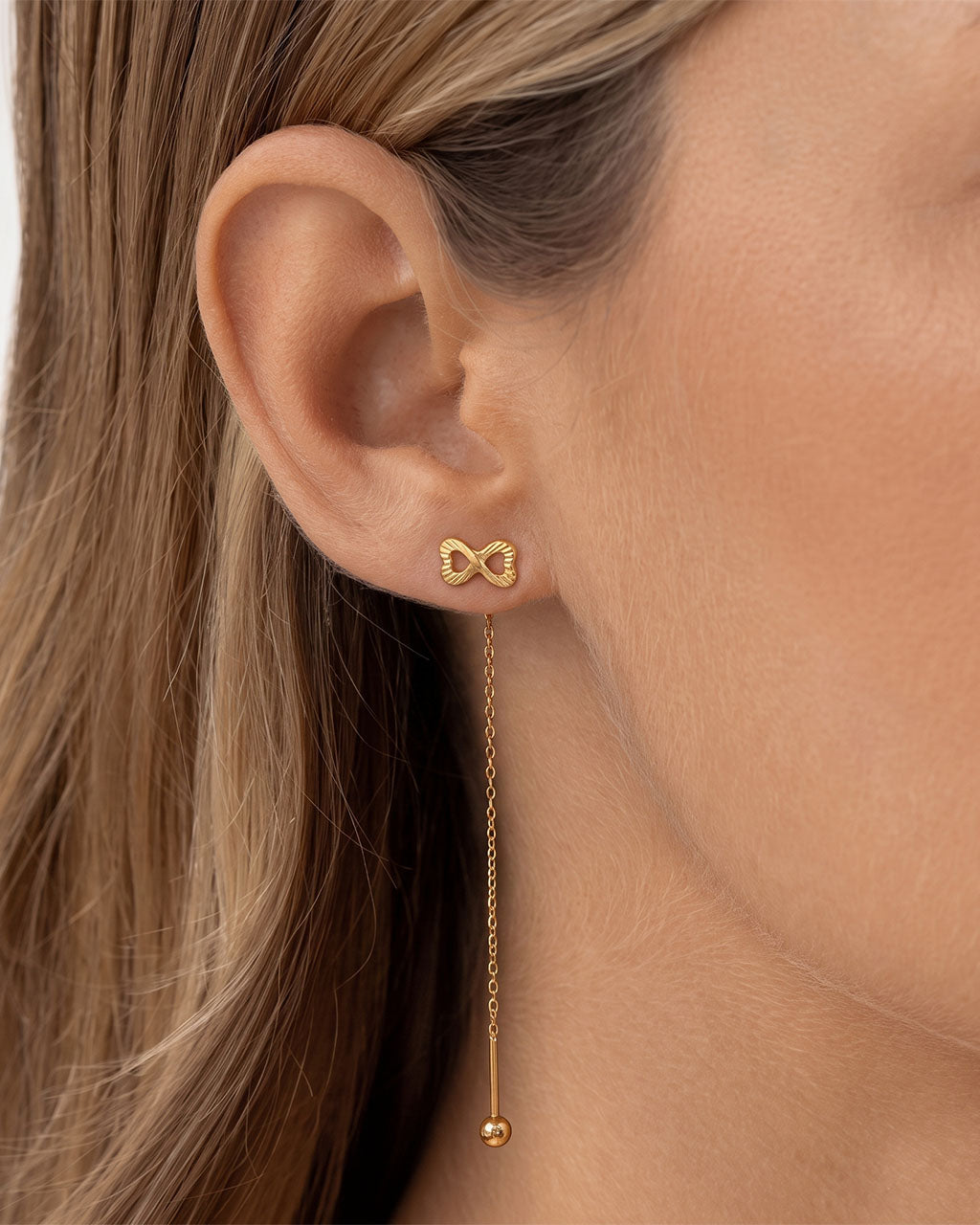 Sunray Mini Charm Threader Waterproof Gold Earrings