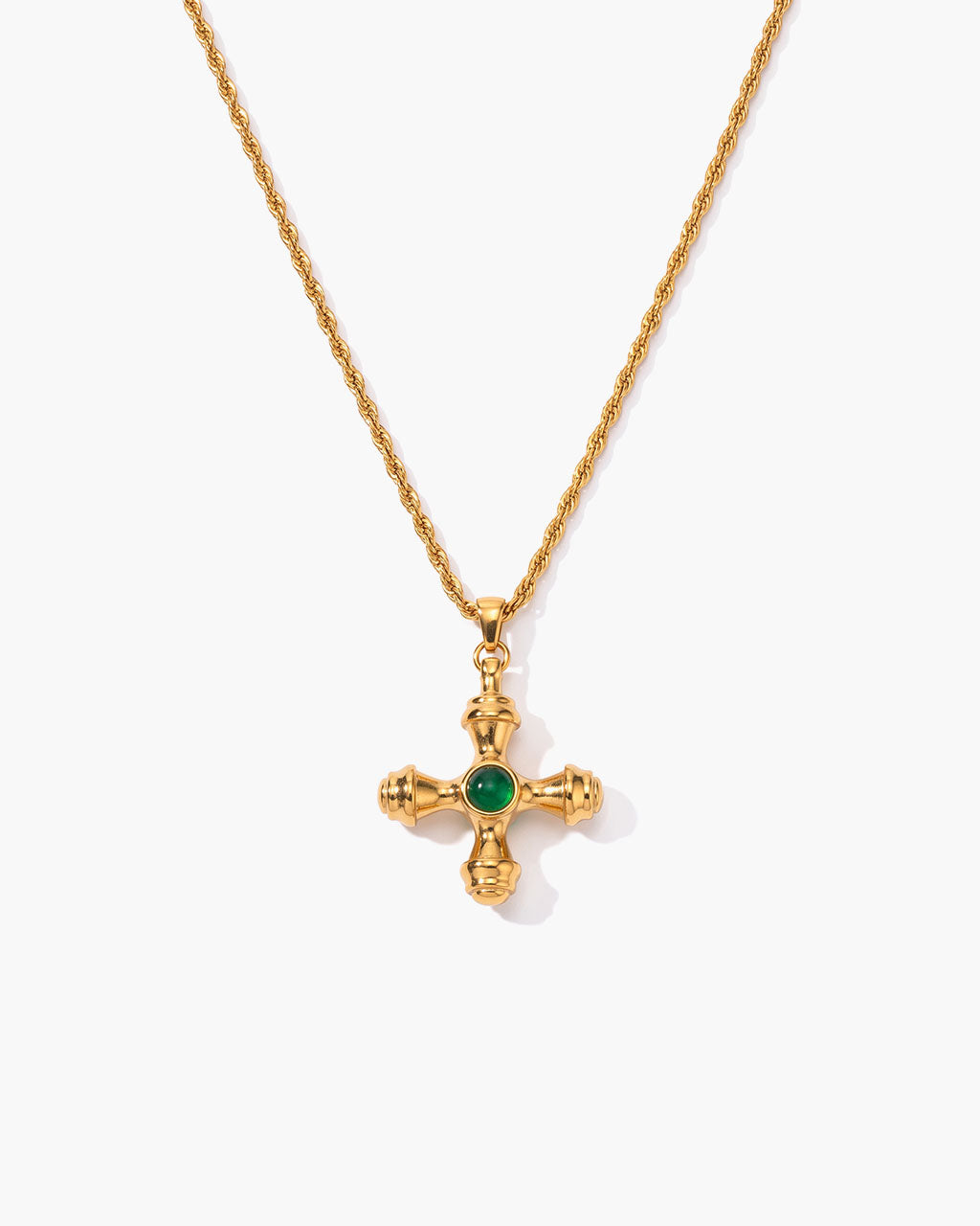 Tiger Eye Cross Rope Chain Waterproof Gold Necklace