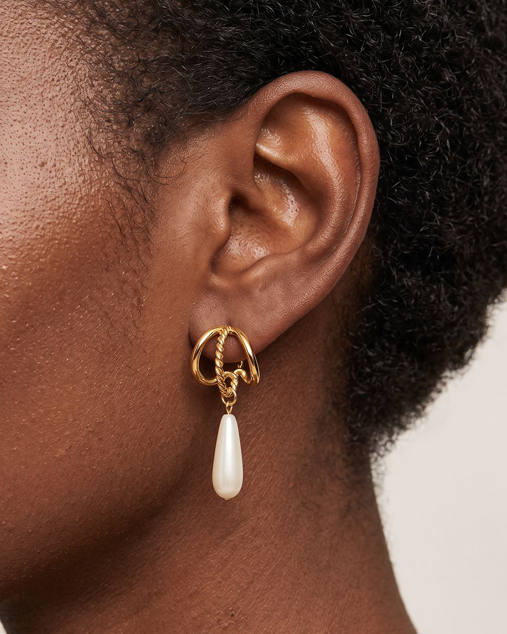 Triple Hoop Cat Eye Teardrop Waterproof Gold Earrings