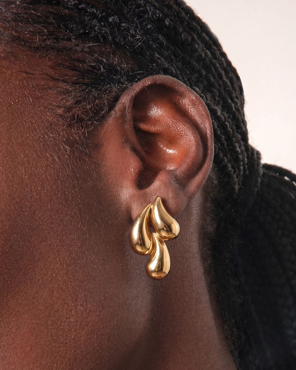 Triple Teardrop Drop Stud Waterproof Gold Earrings