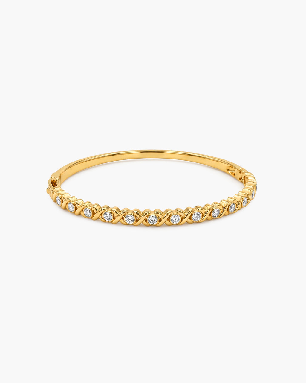 Twisted Bezel Stone Tennis Waterproof Gold Bangle