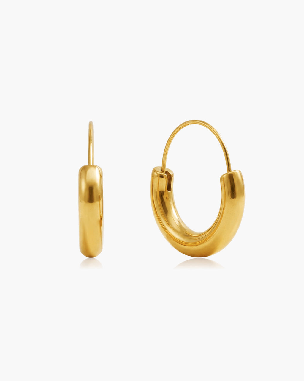 Unique Half Wire Chunky Hoop Waterproof Gold Earrings