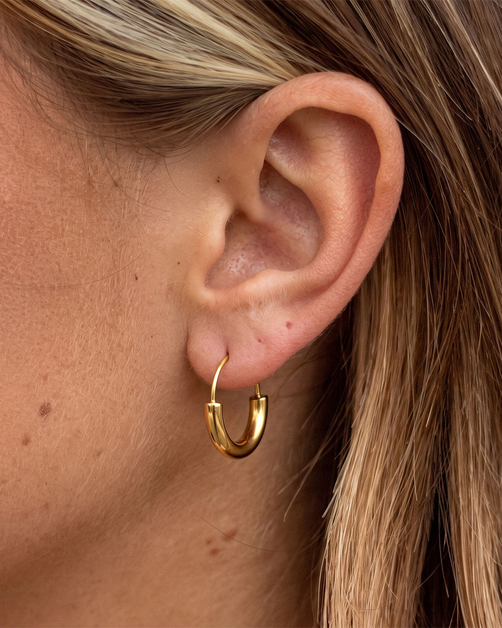 Unique Half Wire Chunky Hoop Waterproof Gold Earrings