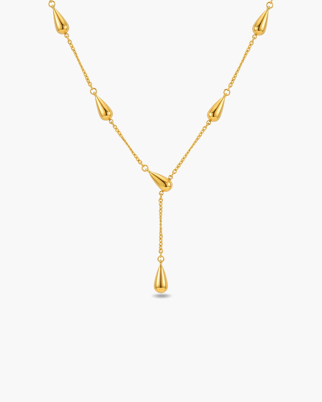 Luxury Teardrop Station Y Waterproof Gold Necklace