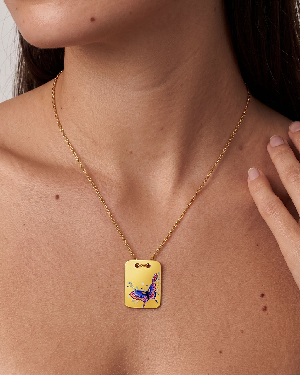 Vibrant Art Portrait Pendant Waterproof Gold Necklace