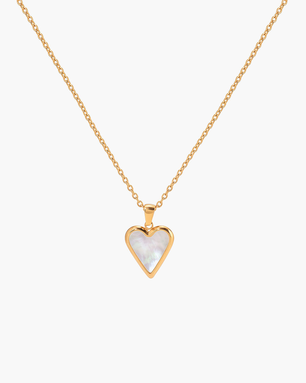 Vintage Bezel Heart Pendant Waterproof Gold Necklace
