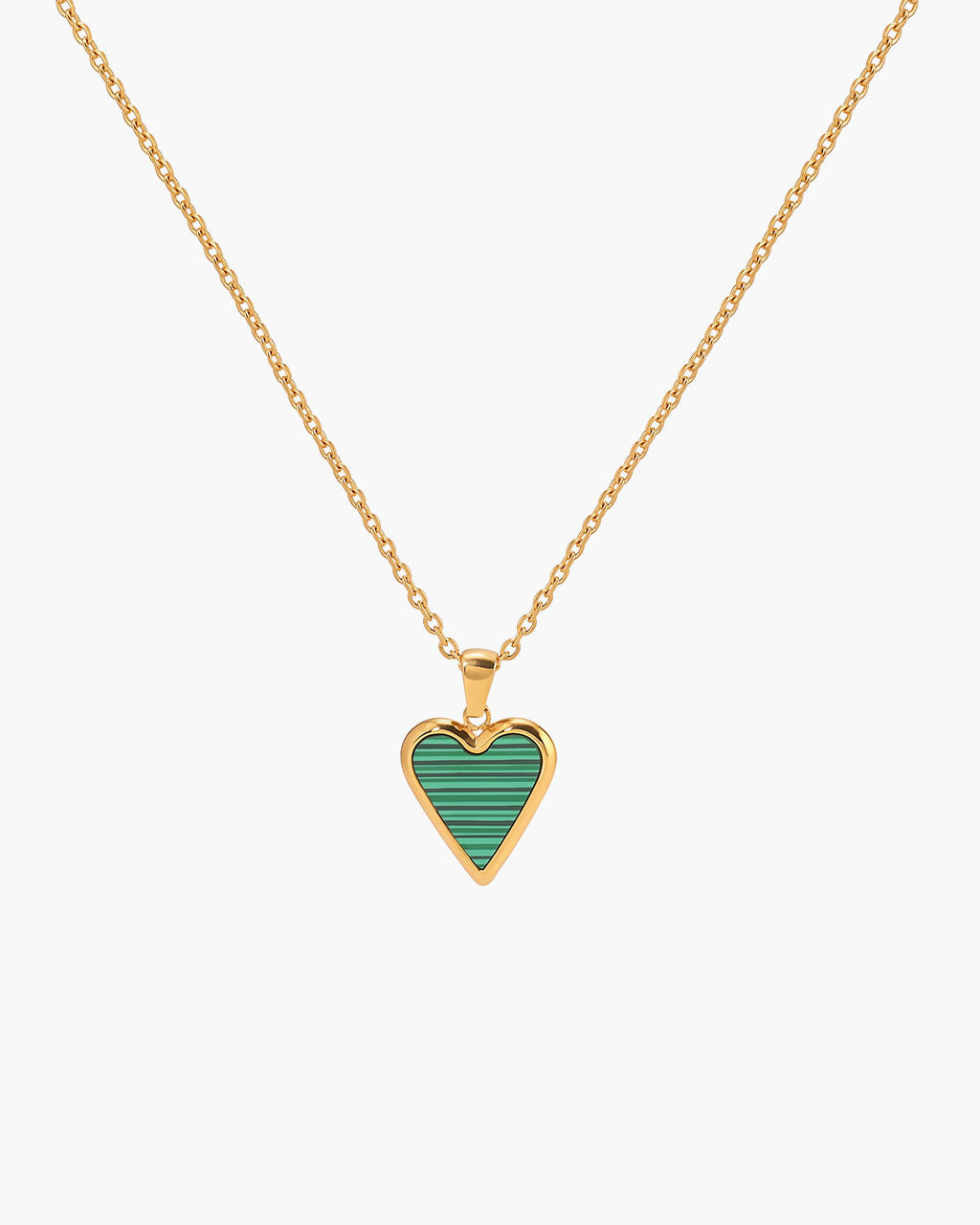 Vintage Bezel Heart Pendant Waterproof Gold Necklace