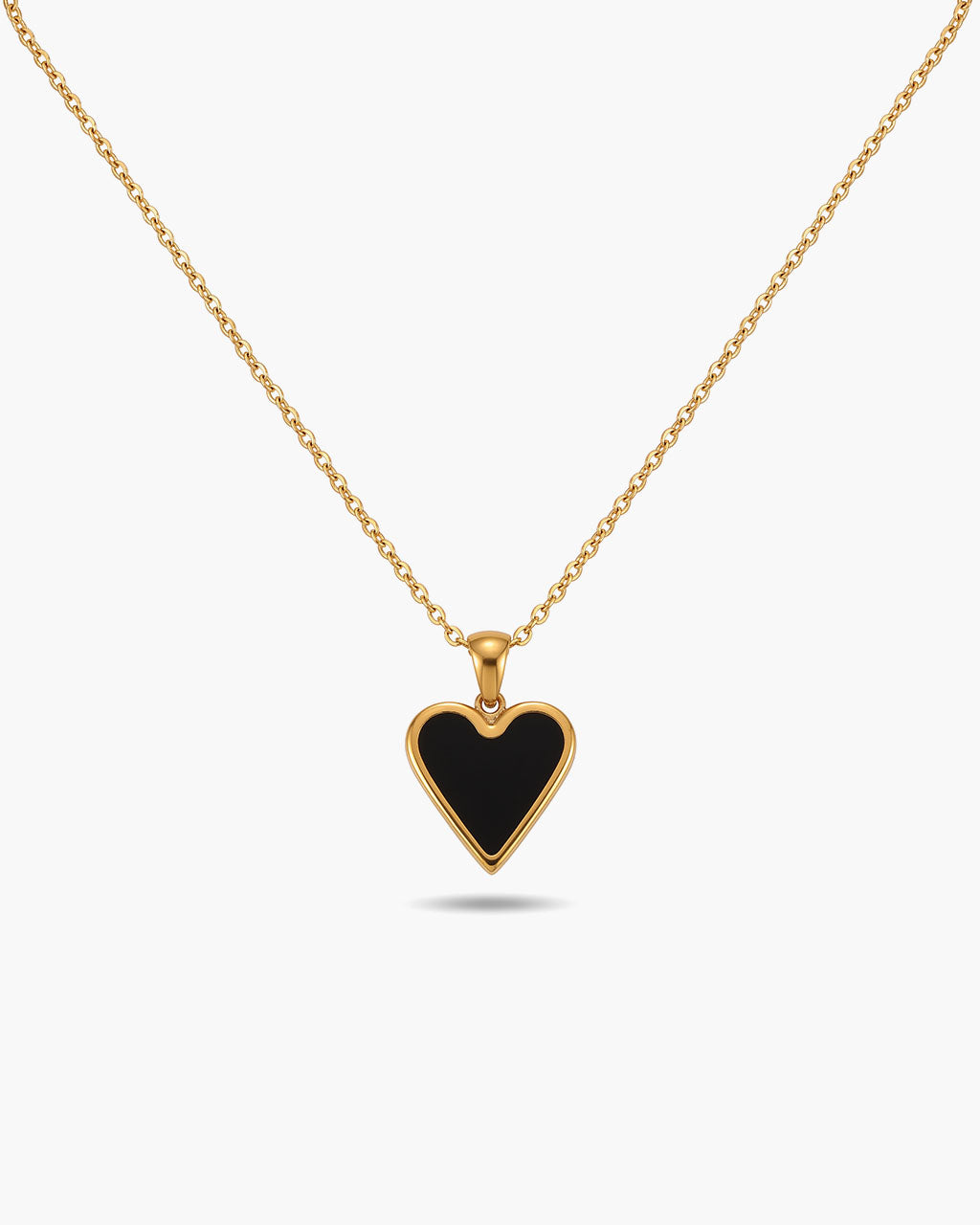 Vintage Bezel Heart Pendant Waterproof Gold Necklace